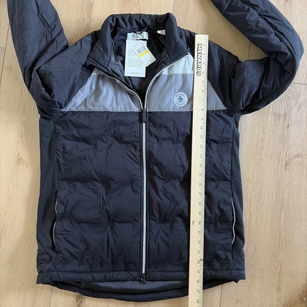 Original Penguin Golf Jacket Insulated Stripe Colorblock Black Medium Nwt